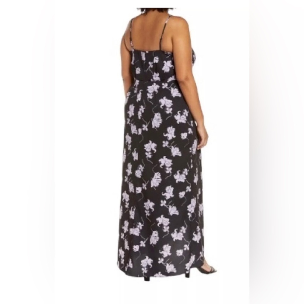 NWT Chelsea28 Black Violet Falling Orchids Tulip Hem Maxi Dress Large Reg. $119 - Picture 2 of 6